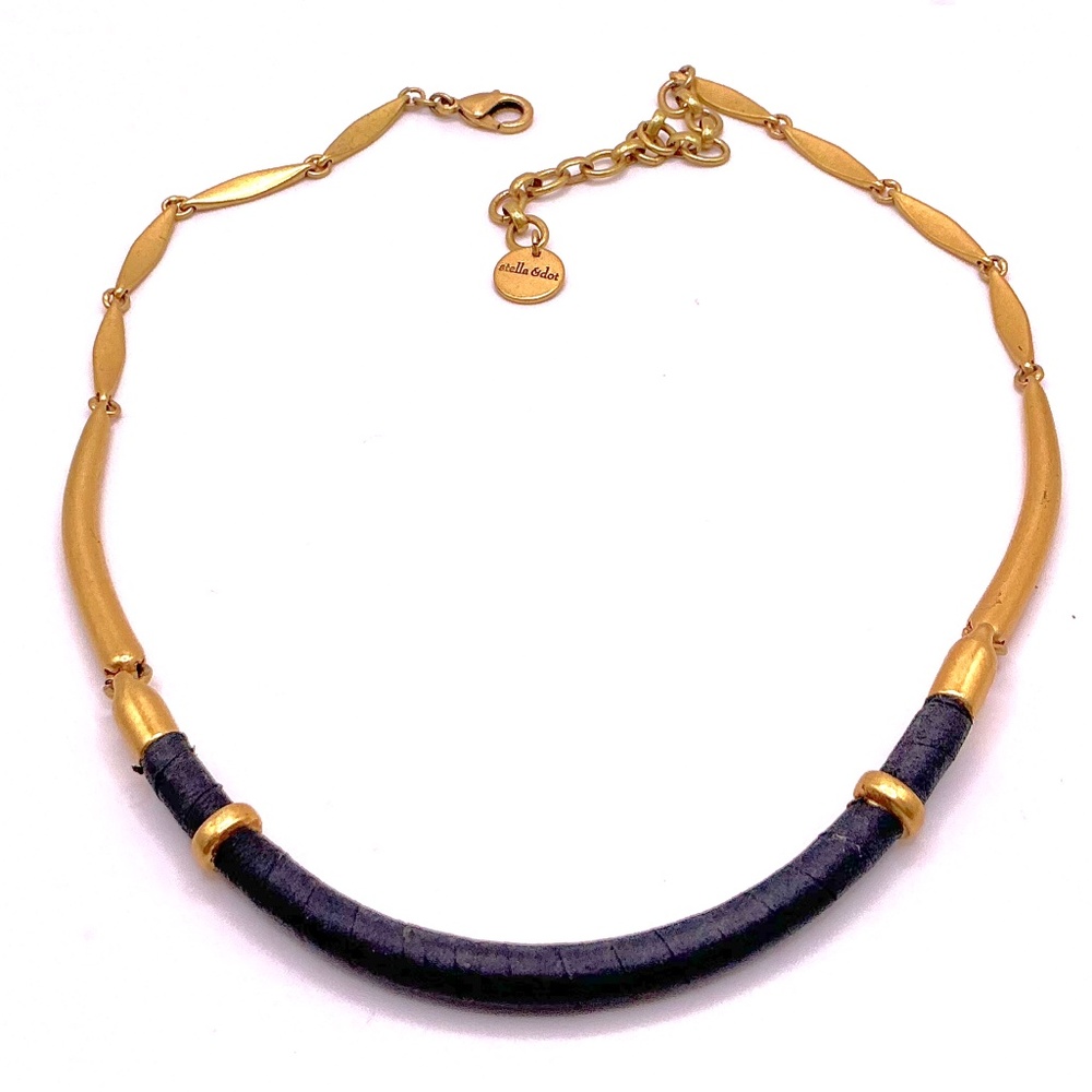 Vintage STELLA & DOT Gold Tone Marcell Collar Necklace 18”